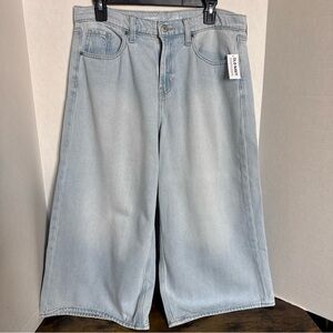 Old Navy Women’s Drapey Denim Jeans Size 10 Baggy Wide Leg High Rise Light Wash